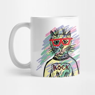 Rock Cat with glasses Mug